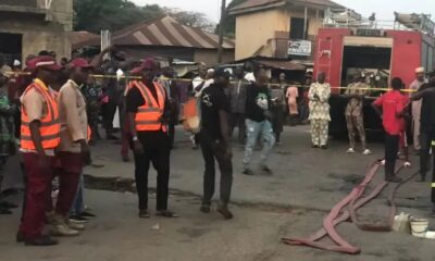 Rescue Team Reacts As Tanker Overturns, Spills Content In Ibadan