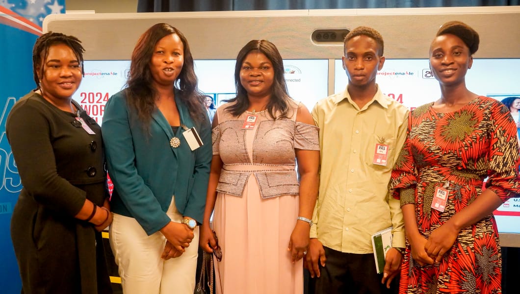 From L/R: CCD team - Christy Njoku, Program Assistant, Florence Attah, Program Officer, Mrs. Anne Anyaele, Chinonso Godspower, Intern, and Tosin Aniramu, Program Assistant at the 2024 Workers Day Celebration and the Launch of Project TheseAbilities at the US Consulate, Lagos